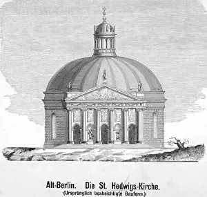 1740: St. Hedwig's Cathedral at Bebelplatz in Berlin, ca. 1740