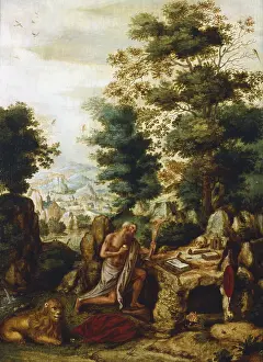 Kneels: St Jerome in a landscape'. St Jerome (340-420)
