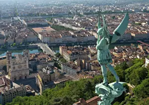 Fourviere: St Michael statue, Basilique Notre-Dame de Fourviere, Lyon