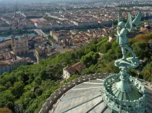 Fourviere: St Michael statue, Basilique Notre-Dame de Fourviere, Lyon