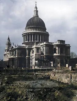 Fromcolourisedpic: ST. PAUL'S AFTER BLITZ