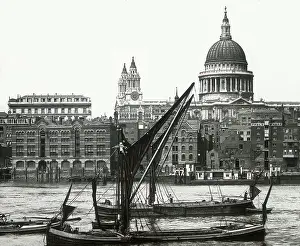 Pauls: St Paul's Cathedral from River Thames, London
