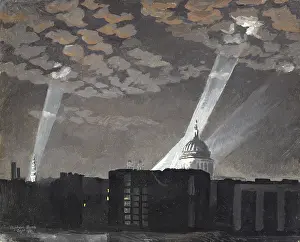 Floodlit: St Paul's and St Bride's Floodlit, by Stephen Bone