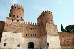 Bricks: St. Sebastian Gate or Ancient Porta Appia. Rome. Italy