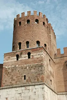 Bricks: St. Sebastian Gate or Ancient Porta Appia. Rome. Italy