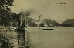Wurthle: St. Wolfgang. Overlooking the lake with steamer