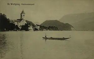 Wurthle: St. Wolfgang. View over the lake Wolfgang with