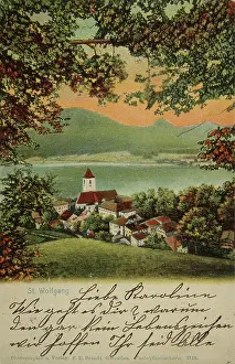 Gmunden: St. Wolfgang. View from the mountain to the