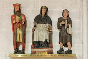 Finistere: St Yves statue, Quimper Cathedral, Quimper, Brittany, France