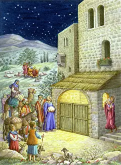 Advent: The Stable at Bethlehem at night