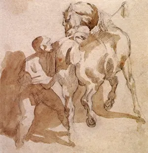 Gericault: Stable Boy Grooming a Horse, by Gericault