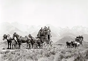 Stagecoach: Stage-coaches pulled by five-horse teams, c.1890's
