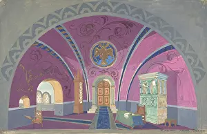 The Liszt Collection: Stage Design Showing a Vaulted Hall with Double-Headed