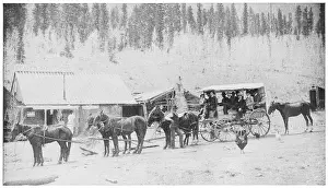 Stagecoaches: Stagecoach in frontier town, USA
