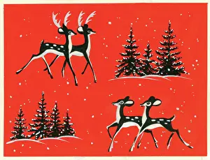 Stags: Stags and Fawns with Christmas trees