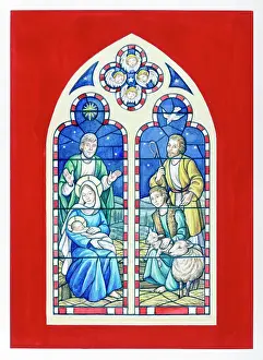 Jospeh: Stained Glass Christmas Nativity Scene