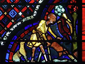Scraping: Stained glass window, Ambulatory, Bourges Cathedral