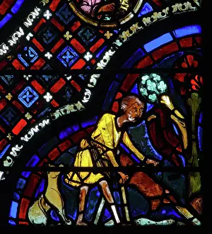 Scraping: Stained glass window, Ambulatory, Bourges Cathedral