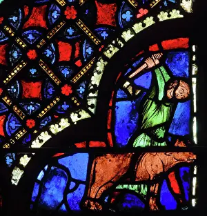Typological: Stained glass window, Ambulatory, Bourges Cathedral