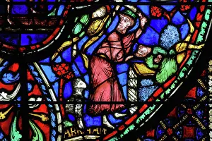 Typological: Stained glass window, Ambulatory, Bourges Cathedral