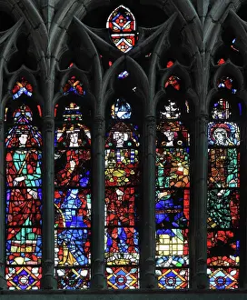 Stained glass window, Amiens Cathedral, Picardy, France