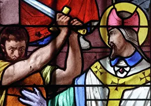 Lepine: Stained glass window, Basilique Notre-Dame de