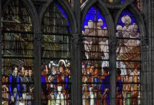 Debret: Stained glass window, Basilique Saint-Denis, Saint-Denis