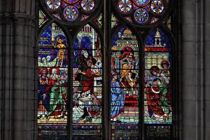 Debret: Stained glass window, Basilique Saint-Denis, Saint-Denis