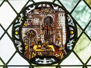 Amboise: Stained glass window, Chateau Gaillard