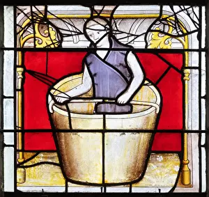 Carding: Stained glass window, Eglise Notre-Dame, Semur-en-Auxois