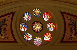Judaic: Stained glass window, Great Synagogue, Nice
