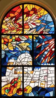 Judaic: Stained glass window, Great Synagogue, Nice