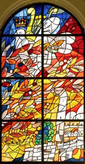 Judaic: Stained glass window, Great Synagogue, Nice