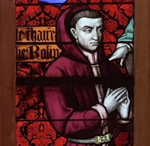 Povres: Stained glass window, Hospices de Beaune, Beaune