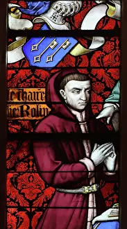 Rolin: Stained glass window, Hospices de Beaune, Beaune