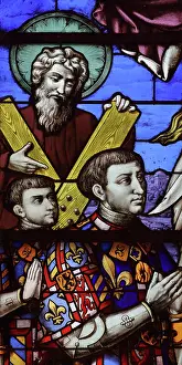 Rolin: Stained glass window, Hospices de Beaune, Beaune