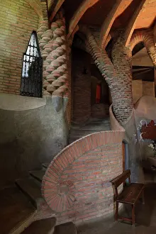 Catenary: Staircase and columns, Crypta Guell, Colonia Guell