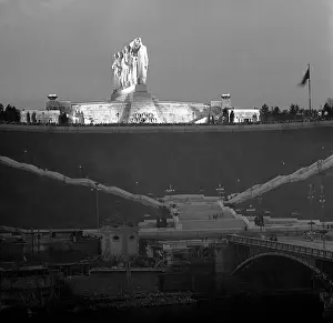 Criticised: Stalin memorial monument sculpture - night