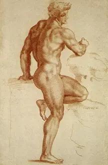 Bent: Standing Nude Man in Profile to the Right