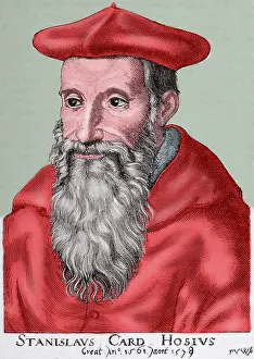 Theology: Stanislaus Hosius (1504-1579). Engraving. Colored