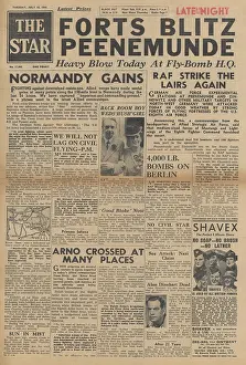 Gains: The Star front page Air raid on Peenemunde