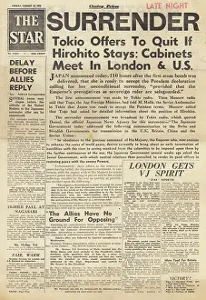 Showa: The Star front page Japan surrenders