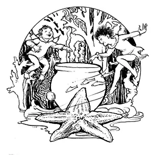 Starfish: Starfish with jar and 2 fairies
