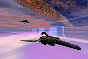 Warp: Two starships warp along space enegy fields