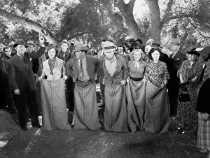 Silliness: Starting line at sack race