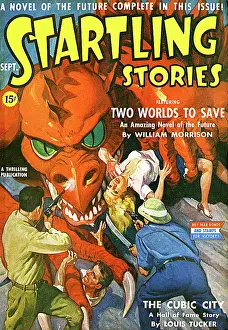 Typography: Startling Stories, dragon attack 1942