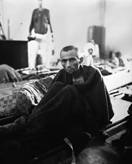Malnutrition: Starving inmate of Gusen concentration camp in