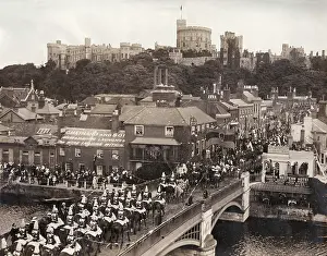 State procession crossing bridge at Windsor