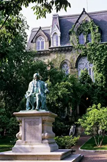Mid Atlantic: Statue of Ben Franklin and College Hall on University of