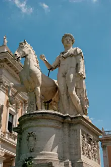 Castor: Statue of Castor and Pollux. Pizza Campidoglio. Rome. Italy